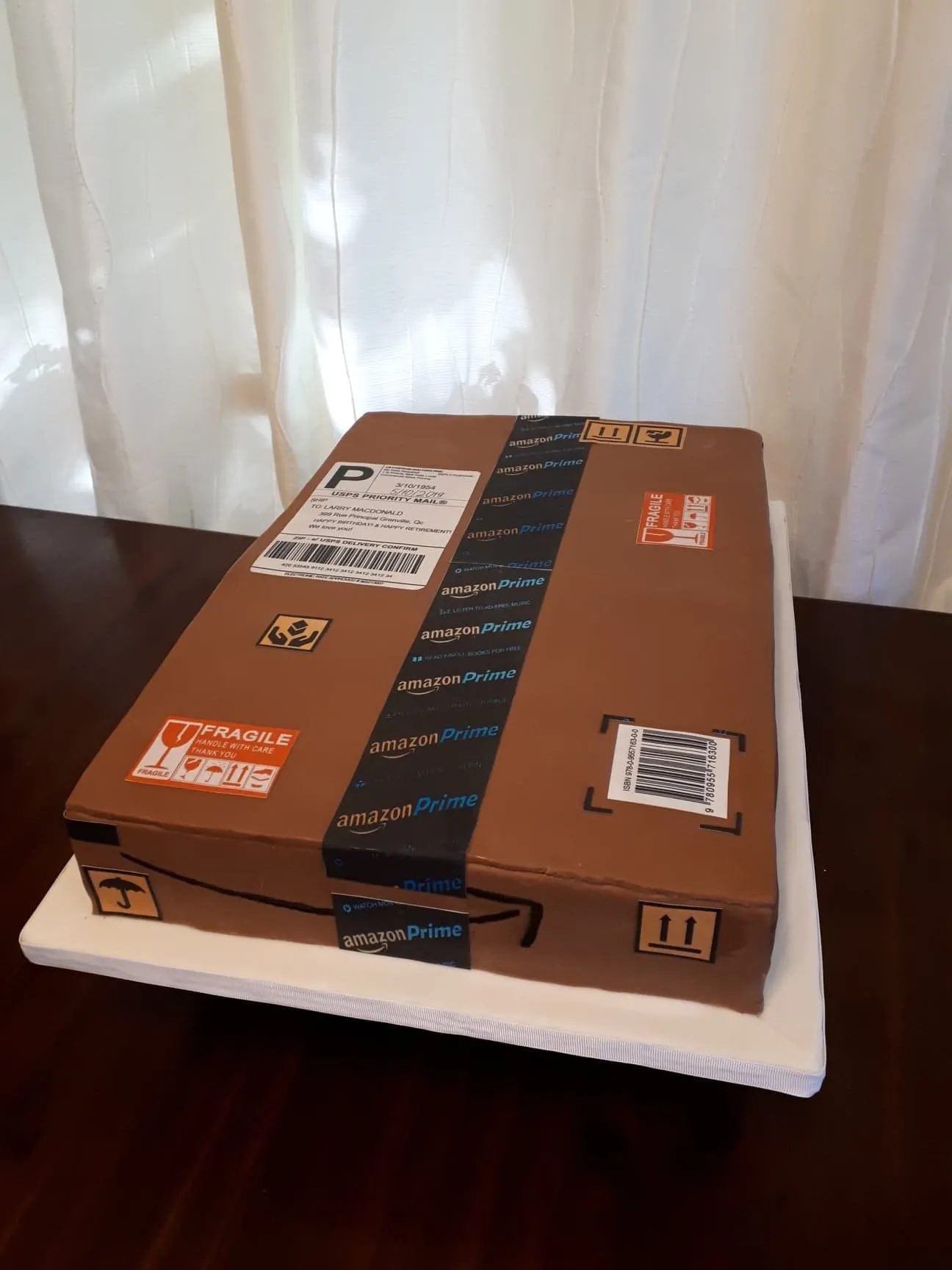Cake made to look like a delivery box
