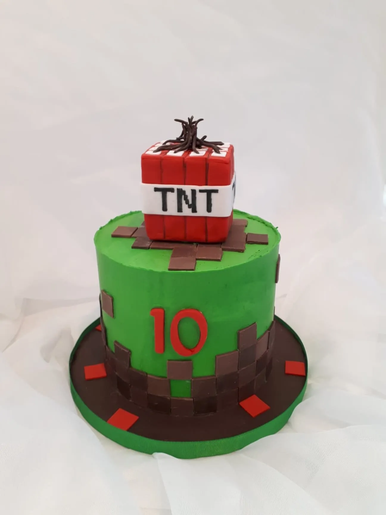 Minecraft birthday cake with a TNT block
